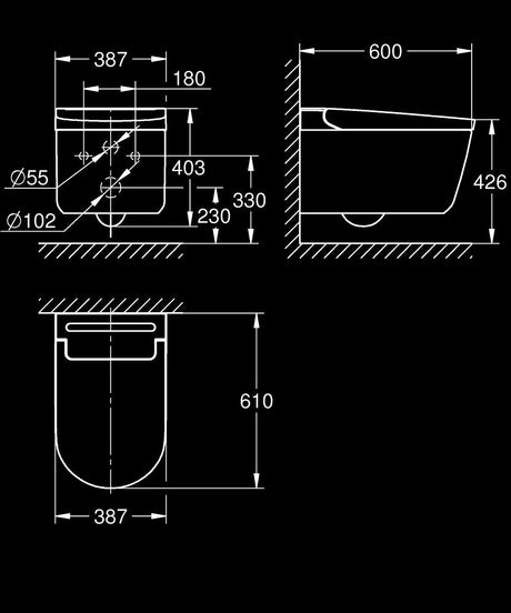 IGINA WALL-HANG SHOWER TOILET APAC STANDARD, 3/5L - GROHE -  (  - G3 - IGINA - 0x0 mm - 0inchX0inch )