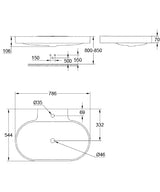 EUROCOSMO BASIN COUNTER TOP, WITHOUT OVERFLOW 80CM - GROHE -  ( WHITE - G4 - EUROCOSMO - 795x546 mm - 31inchX21.5inch )