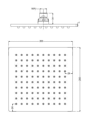 OH SHOWER 200MM X 200MM- SQUARE - HINDWARE FAUCETS -  ( PURE GOLD - HUES COLLECTION - 200x200 mm - 7.9inchX7.9inch )