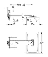 RAINSHOWER AQUA RECTANGULAR HEAD SHOWER SET 430 MM CEILING SHOWER ARM, 2 SPRAYS - GROHE  - (BRUSHED WARM SUNSET - G5 - RAINSHOWER - 400x230 mm - 16inchX9.2inch)