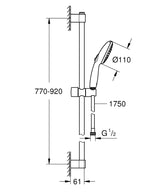 TEMPESTA 110 SHOWER RAIL SET 3 SPRAYS - GROHE - (CHROME - G3-TEMPESTA - 0x15 mm -  0inchX0.5inch)