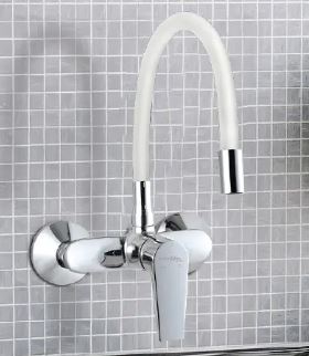 SINGLE-LEVER SINK MIXER W/M FLEXIBLE - HINDWARE FAUCETS - (WHITE -  - 0x15 mm - 0inchX0.5inch)