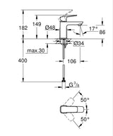 GROHE CUBEO SINGLE-LEVER BASIN MIXER 1/2 INCH S-SIZE - GROHE -  ( CHROME - G3 - CUBEO - 0x15 mm - 0inchX0.5inch )
