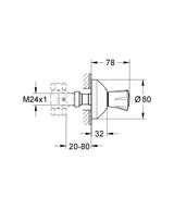 COSTA L, CONCEALED VALVE TRIM - GROHE -  ( CHROME - G3 - COSTA - 0x15 mm - 0inchX0.6inch )