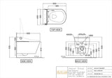 WALL HUNG RIMLESS WC W/S.COVER & ACC.( BOLT DISTANCE 7INCH)- ARTIZE SWARE -  ( BLACK WHITE - INTELLIGENT - 0x0 mm - 0inchX0inch )
