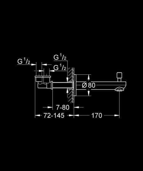 EUROSMART COSMOPOLITAN BATH SPOUT WITH DIVERTER - GROHE -  ( CHROME - G3 - EUROSMART - 0x15 mm - 0inchX0.5inch )