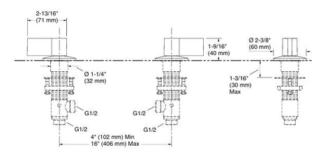 LEVER HANDLES - KOHLER LUXURY -  ( POLISHED CHROME - LUXURY - 0x15 mm - 0.5inchX0.6inch )