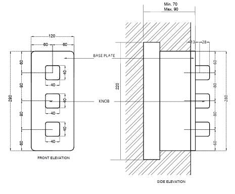 HIGH FLOW THERMOSTATIC DIVERTER WITH FOUR OUTLETS SQUARE SHAPE 20MM INLET - AQUANT - ( BRUSHED ROSE GOLD - - 20x0 mm - 0.8inchX0inch )