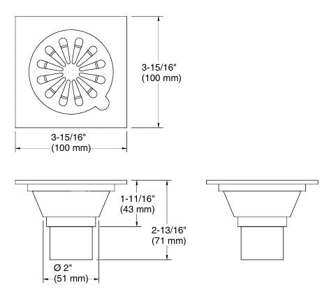 COMPLEMENTRY SQUARE FLOOR DRAIN - KOHLER POPULAR - (VIBRANT BRUSHED ROSE GOLD - POPULAR - 100x100 mm - 4inchX4inch)