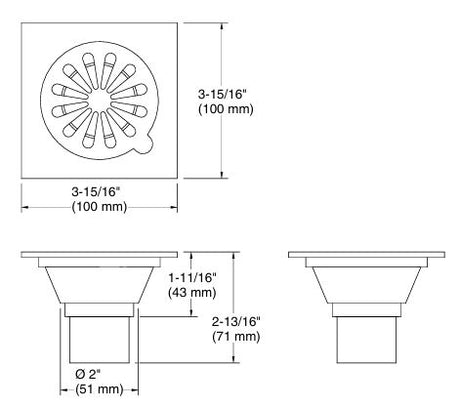 COMPLEMENTRY SQUARE FLOOR DRAIN - KOHLER POPULAR - (VIBRANT BRUSHED ROSE GOLD - POPULAR - 100x100 mm - 4inchX4inch)
