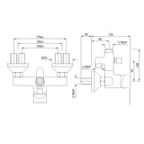 SINGLE LEVER EXPOSED SHOWER MIXER WITH PROVISION FOR CONNECTION TO EXPOSED SHOWER PIPE (SHA-1211NH OR SHA-1213)& HAND SHOWER WITH CONNECTING LEGS & WALL FLANGES - JAQUAR FAUCETS - ( CHROME - LYRIC - 0x15 mm - 0inchX0.5inch )
