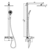 THERM BRASS SHOWER W/CONC DIVT BODY W/RAIN SHWR W/HAND SHWR W/FLEXIBLE 1.5 MTR HOSE W/HIDDEN SPOUT - AQUANT - ( GRAPHITE GREY - FLORA - 1160x0 mm - 46.4inchX0inch )