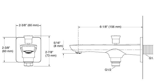 FLUENCE TM WALL-MOUNT BATH SPOUT WITH DIVERTER - KOHLER PREMIUM -  ( VIBRANT ROSE GOLD - PREMIUM - 0x15 mm - 0inchX0.5inch )