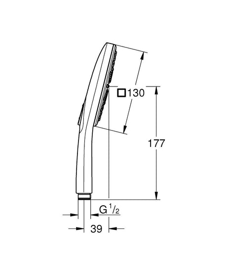 RAINSHOWER SMARTACTIVE 130 CUBE HAND SHOWER 3 SPRAYS - GROHE -  ( SUPERSTEEL - G5 - RAINSHOWER - 0x15 mm - 0inchX0.5inch )