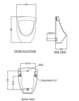 (PRUN) CORTO STANDARD URINAL TOP INLET - HINDWARE -  ( STAR WHITE -  - 330x300x450 mm - 13.2inchx12inchx18inch )