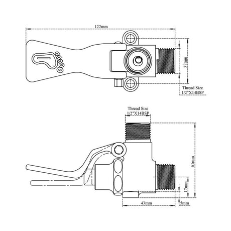 FOOT OPRATED TAP W/1200MM HOSE & SPOUT - VIKING -  ( CHR -  - 0x15 mm - 0inchX0.6inch )