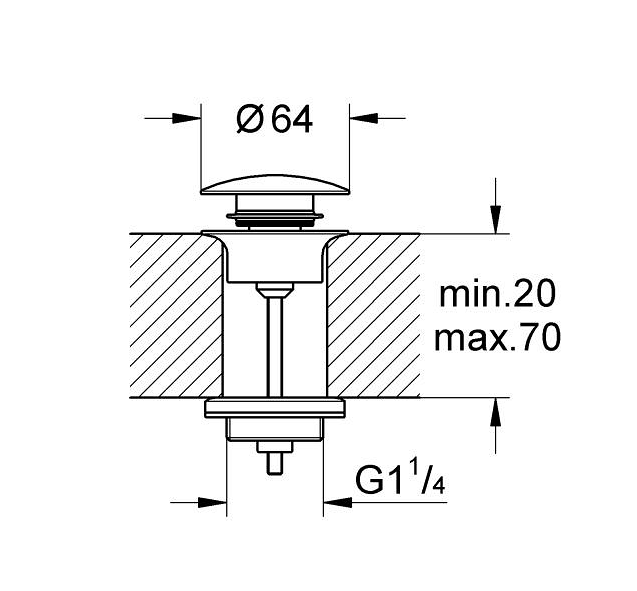 PUSH OPEN WASTE SET - GROHE -  ( HARD GRAPHITE - G5 - GROHE - 0x0 mm - 0inchX0inch )