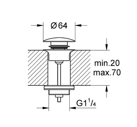 PUSH OPEN WASTE SET - GROHE -  ( HARD GRAPHITE - G5 - GROHE - 0x0 mm - 0inchX0inch )
