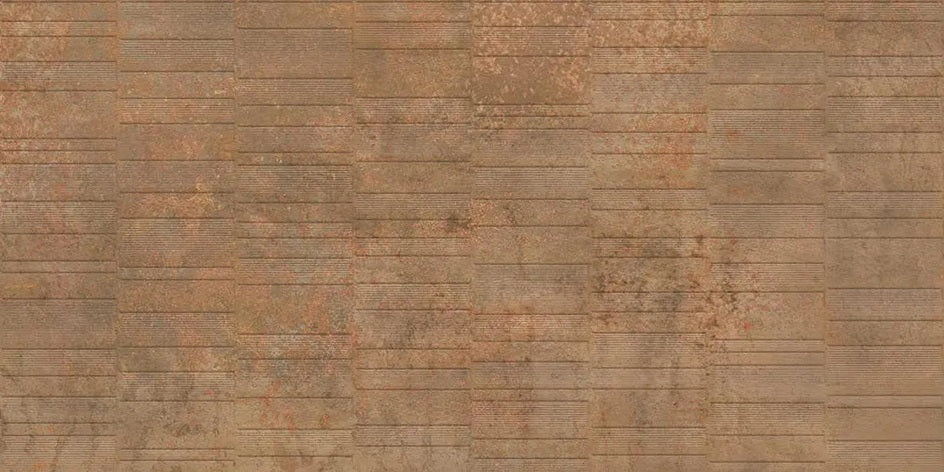 GROOVE IRON RUST MATT TEXTURE - SIMPOLO-TILES -  (  - IMPATTO MATT - 1198x598 mm - 48inchX24inch )
