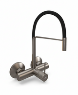 WALL MOUNTED SINGLE LEVER SINK MIXER WITH FLEX SPOUT - LUXELET -  ( BLACK GRAPHITE - SMART SELECT - 0x15 mm - 0inchX0.5inch )