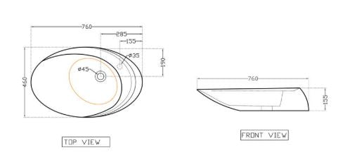 TABLE TOP BASIN - ARTIZE SWARE -  ( WHITE - TRAVINA - 760x480 mm - 30inchX19inch )