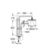 TEMPESTA 200 SHOWER SYSTEM WITH DIVERTER - GROHE -  ( CHROME - G3 - TEMPESTA SYSTEM - 0x0 mm - 0inchX0inch )