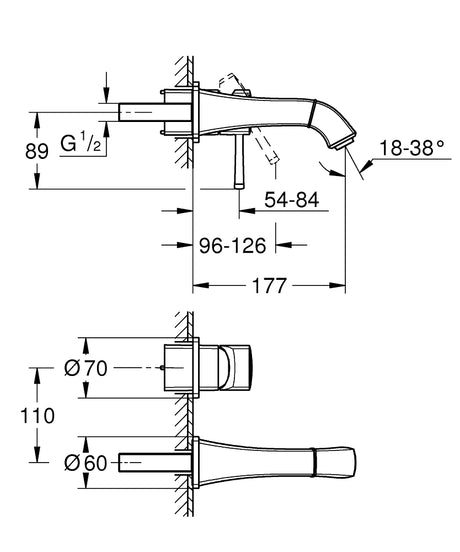 GRANDERA OHM TRIMSET BASIN 2-H WALL - GROHE -  ( WARM SUNSET - G5 - GRANDERA - 0x0 mm - 0inchX0inch )