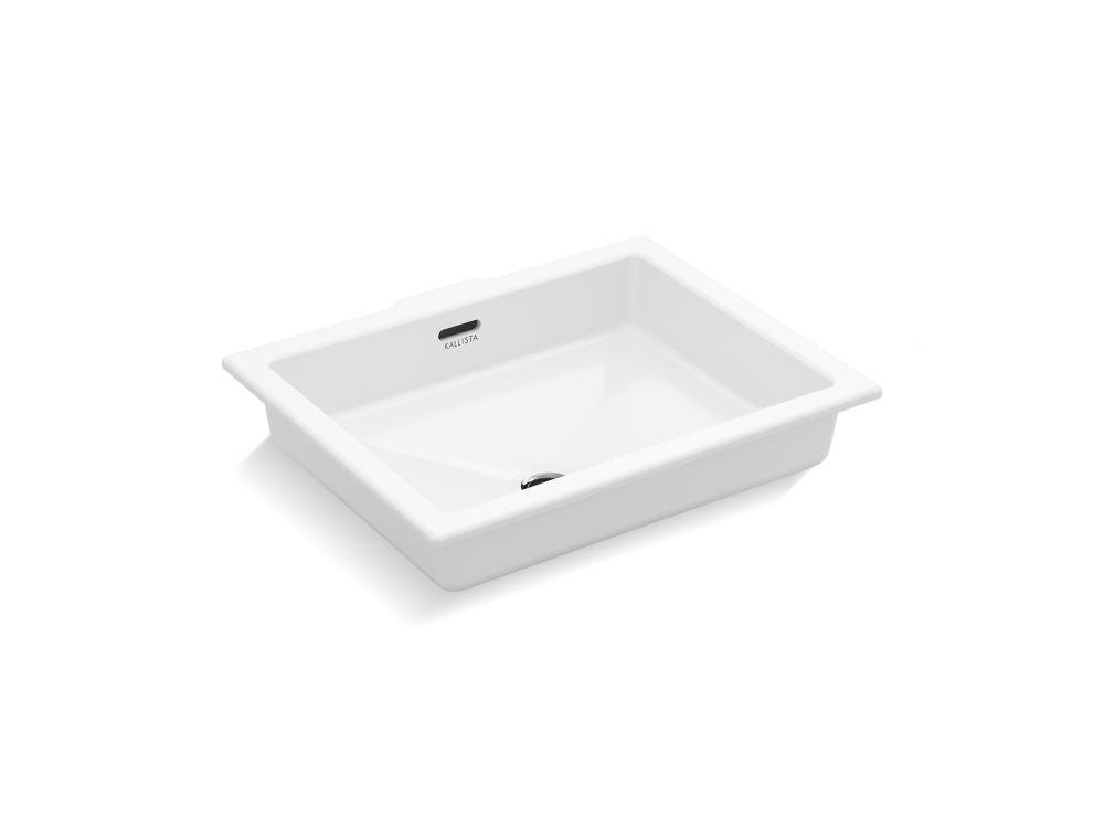 KALLISTA UNDER MOUNT CENTRIC RECTANGULAR WASH BASIN WITH GLAZED FINISH & WITH OVERFLOW - KOHLER LUXURY -  ( WHITE - LUXURY - 503x392 mm - 20.12inchX15.6inch )
