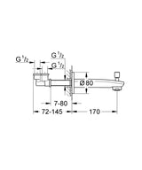 EUROSTYLE COSMOPOLITAN BATH SPOUT WITH DIVERTER - GROHE -  ( CHROME - G3 - EUROSTYLE - 0x15 mm - 0inchX0.6inch )