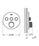 GROHTHERM SMARTCONTROL THERMOSTAT ROUND, 3 CONTROL - GROHE -  ( GLASS - G4 - GROHTHERM - 0x0 mm - 0inchX0inch )