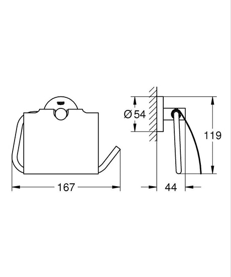 ESSENTIALS TOILET PAPER HOLDER WITH COVER - GROHE -  ( BRUSHED COOL SUNRISE - G5 - ESSENTIALS - 0x0 mm - 0inchX0inch )