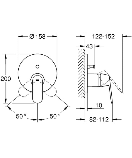 EUROSMART COSMOPOLITAN OHM TRIMSET BATH - GROHE -  ( BRUSHED HARD GRAPHITE - G5 - EUROSMART - 0x0 mm - 0inchX0inch )