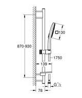 RAINSHOWER SMARTACTIVE 130 CUBE SHOWER RAIL SET 3 SPRAYS - GROHE - (CHROME - G5-RAINSHOWER - 0x0 mm - 0inchX0inch)