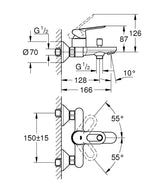 BAULOOP 1-HANDLE BATH/SHOWER MIXER, EXPOSED - GROHE-G2 -  ( CHROME - G2 - BAUCOSMOPOLITAN - 0x15 mm - 0inchX0.6inch )