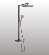 THERM BRASS SHOWER W/CONC DIVT BODY W/RAIN SHWR W/HAND SHWR W/FLEXIBLE 1.5 MTR HOSE W/HIDDEN SPOUT - AQUANT - ( GRAPHITE GREY - FLORA - 1160x0 mm - 46.4inchX0inch )