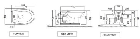 RIMLESS WALL HUNG WC WITH UF SOFT CLOSE ( BOLT DISTANCE 7INCH)- JAQUAR SWARE - ( - - 0x0 mm - 0inchX0inch )