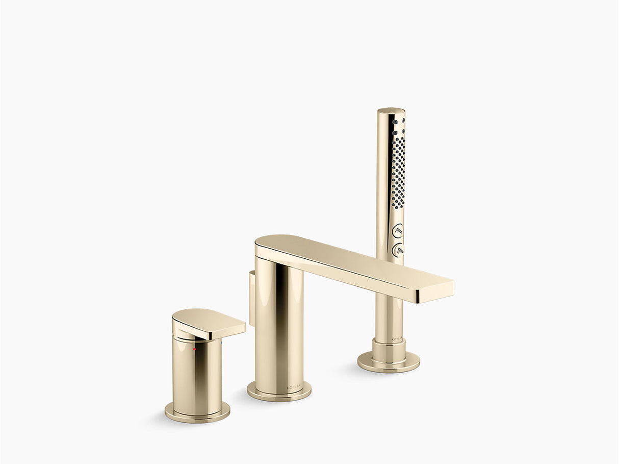 COMPOSED 3 HOLE BATH FILLER & HANDSHOWER - KOHLER LUXURY - KOHLER LUXURY -  ( VIBRANT FRENCH GOLD - LUXURY - 0x15 mm - 0inchX0.5inch )