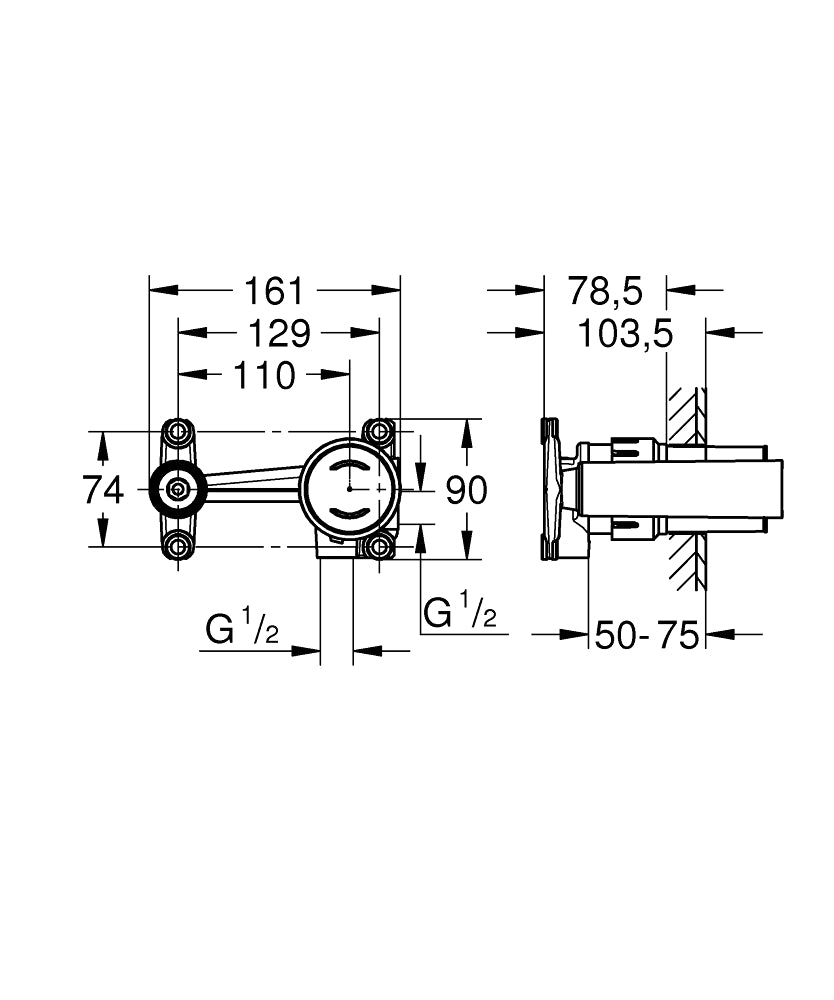 JOYSTICK MIXER, CONCEALED BODY - GROHE -  ( CHROME - G3 - NON RAPIDO - 0x15 mm - 0inchX0.5inch )