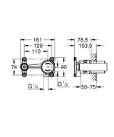 JOYSTICK MIXER, CONCEALED BODY - GROHE -  ( CHROME - G3 - NON RAPIDO - 0x15 mm - 0inchX0.5inch )