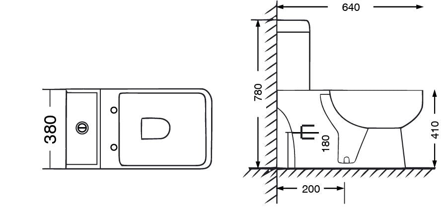 EWC COUPLED CLOSET WHITE S TRAP 200MM - AQUANT - ( WHITE - - 0x200 mm - 0inchX8inch )