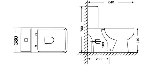 EWC COUPLED CLOSET WHITE S TRAP 200MM - AQUANT - ( WHITE - - 0x200 mm - 0inchX8inch )
