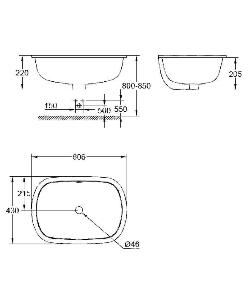 EUROSMART BASIN, UNDER-COUNTER, 60CM - GROHE -  ( WHITE - G3 - EUROSMART - 605x430 mm - 24inchX17inch )