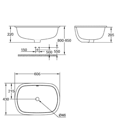 EUROSMART BASIN, UNDER-COUNTER, 60CM - GROHE -  ( WHITE - G3 - EUROSMART - 605x430 mm - 24inchX17inch )