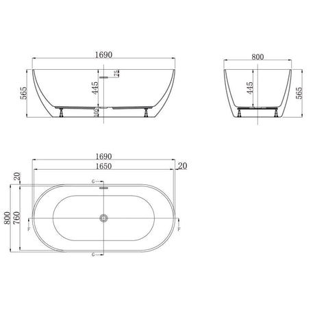 FREE STANDING BATH TUB W/WASTE & OVRFLOW - JAQUAR WELLNESS - ( WHITE - SAIPAN - 1700x750 mm - 67inchX30inch )