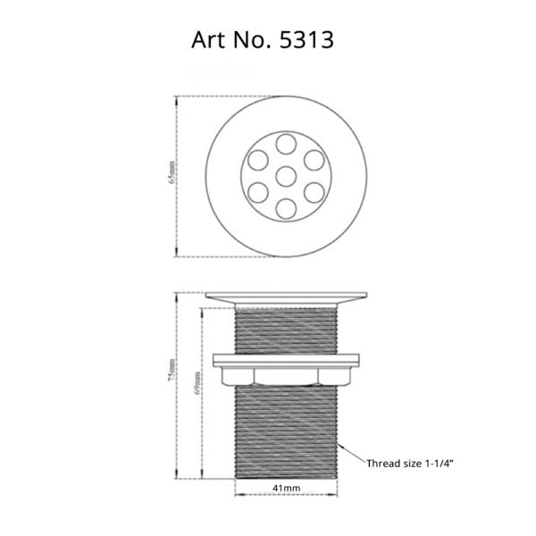 WASTE COUPLING F/T OCULAR - VIKING -  ( CHR -  - 75x32 mm - 3inchX1.28inch )