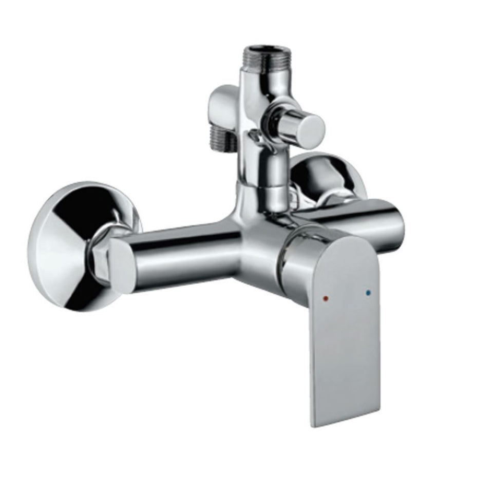 SINGLE LEVER EXPOSED SHOWER MIXER WITH PROVISION FOR CONNECTION TO EXPOSED SHOWER PIPE (SHA-1211NH OR SHA-1213)& HAND SHOWER WITH CONNECTING LEGS & WALL FLANGES - JAQUAR FAUCETS - ( CHROME - LYRIC - 0x15 mm - 0inchX0.5inch )
