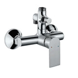 SINGLE LEVER EXPOSED SHOWER MIXER WITH PROVISION FOR CONNECTION TO EXPOSED SHOWER PIPE (SHA-1211NH OR SHA-1213)& HAND SHOWER WITH CONNECTING LEGS & WALL FLANGES - JAQUAR FAUCETS - ( CHROME - LYRIC - 0x15 mm - 0inchX0.5inch )