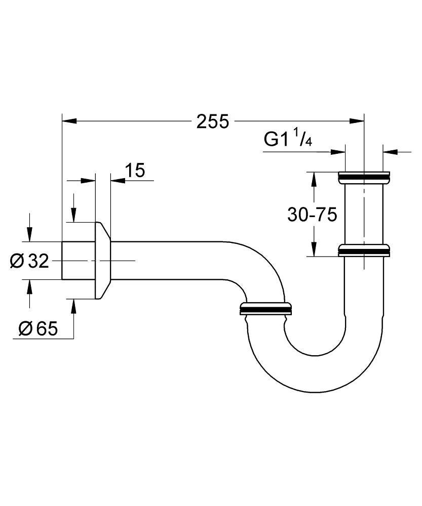 P-TRAP 1 1/4 INCH - GROHE - (CHROME - G2 - 0x32 mm - 0inchX1.28inch)