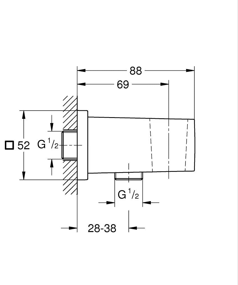EUPHORIA CUBE SHOWER OUTLET ELBOW - GROHE -  ( SUPERSTEEL - G5 - EUPHORIA - 0x15 mm - 0inchX0.5inch )