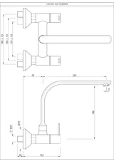SINK MIXER WITH REGULAR SWINGING SPOUT (WALL MOUNTED)WITH CONNECTING LEGS & WALL FLANGES - JAQUAR FAUCET - (BLACK MATT - FUSION PRIME - 0x15 mm - 0inchX0.5inch)